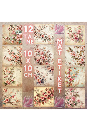 Sakuralar Vintage 12 Adet Scrapbook Bullet Journal Mat Planlayıcı Sticker Etiket Seti