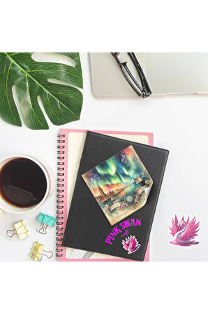 Kuzey Işıkları Vintage 12 Adet Scrapbook Bullet Journal Mat Planlayıcı Sticker Etiket Seti