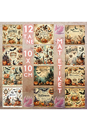 Halloween Vintage 12 Adet Scrapbook Bullet Journal Mat Planlayıcı Sticker Etiket Seti
