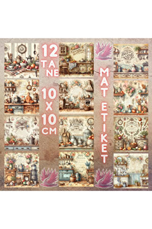 Mutfaklar Vintage 12 Adet Scrapbook Bullet Journal Mat Planlayıcı Sticker Etiket Seti