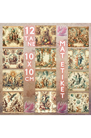 Antik Yunan Tanrıları Vintage 12 Adet Scrapbook Bullet Journal Mat Planlayıcı Sticker Etiket Seti