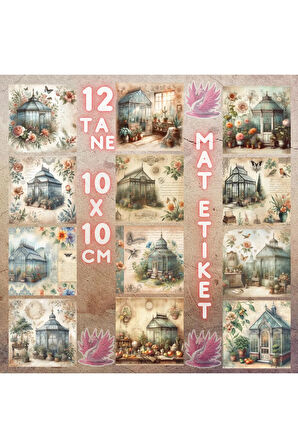Cam Seralar Vintage 12 Adet Scrapbook Bullet Journal Mat Planlayıcı Sticker Etiket Seti