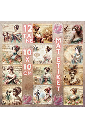 Kadın Opera Sanatçıları Vintage 12 Adet Scrapbook Bullet Journal Mat Planlayıcı Sticker Etiket Seti