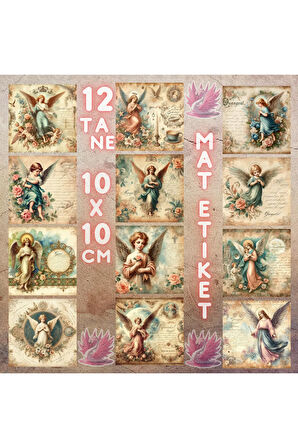 Koruyucu Melekler Vintage 12 Adet Scrapbook Bullet Journal Mat Planlayıcı Sticker Etiket Seti