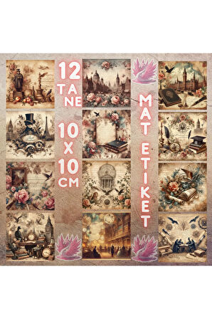 Karanlık Akademi Vintage 12 Adet Scrapbook Bullet Journal Mat Planlayıcı Sticker Etiket Seti