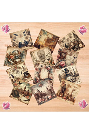 Karanlık Akademi Vintage 12 Adet Scrapbook Bullet Journal Mat Planlayıcı Sticker Etiket Seti
