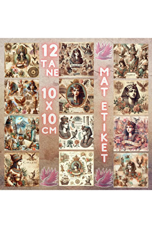 Antik Mısır Vintage 12 Adet Scrapbook Bullet Journal Mat Planlayıcı Sticker Etiket Seti
