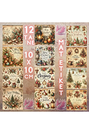 Yılbaşı Temalı Kolaj Vintage 12 Adet Scrapbook Bullet Journal Mat Planlayıcı Sticker Etiket Seti