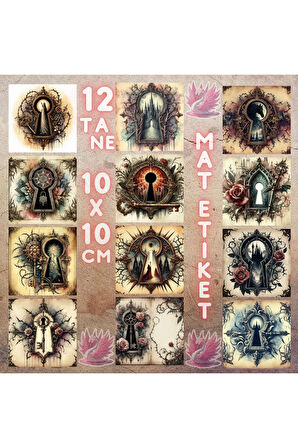 Anahtar Deliğinden Gothic Manzaralar Vintage 12 Adet Scrapbook Bullet Journal Mat Planlayıcı Etiket