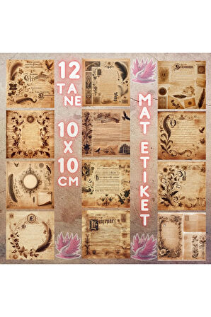 Antik Kağıtlar Kolaj Vintage 12 Adet Scrapbook Bullet Journal Mat Planlayıcı Sticker Etiket Seti