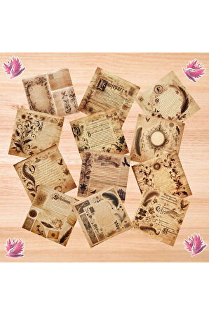 Antik Kağıtlar Kolaj Vintage 12 Adet Scrapbook Bullet Journal Mat Planlayıcı Sticker Etiket Seti