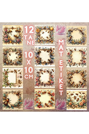Bal Arıları Vintage 12 Adet Scrapbook Bullet Journal Mat Planlayıcı Sticker Etiket Seti