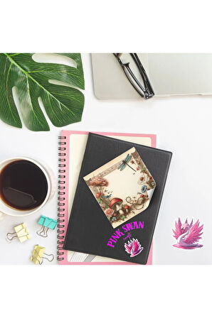 Çiçekler Mantarlar ve Yusufçuklar Vintage 12 Adet Scrapbook Bullet Journal Mat Planlayıcı Sticker