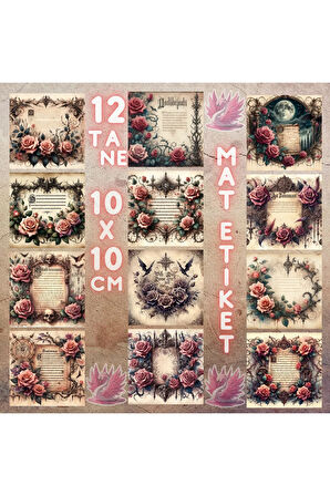 Gothic Güller Vintage 12 Adet Scrapbook Bullet Journal Mat Planlayıcı Sticker Etiket Seti