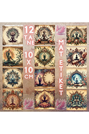 Gothic Yoga Vintage 12 Adet Scrapbook Bullet Journal Mat Planlayıcı Sticker Etiket Seti