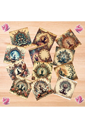 Gothic Yoga Vintage 12 Adet Scrapbook Bullet Journal Mat Planlayıcı Sticker Etiket Seti