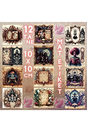 Korkutucu Gençler Vintage 12 Adet Scrapbook Bullet Journal Mat Planlayıcı Sticker Etiket Seti