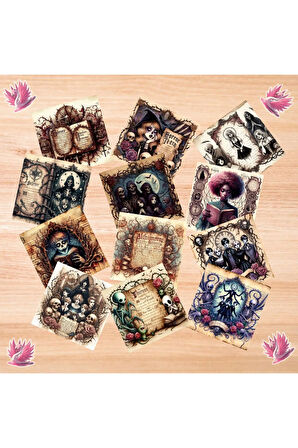 Korkutucu Gençler Vintage 12 Adet Scrapbook Bullet Journal Mat Planlayıcı Sticker Etiket Seti