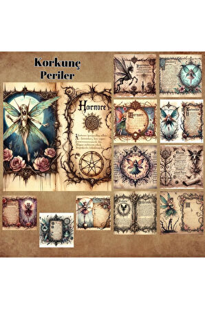 Korkunç Periler Vintage 12 Adet Scrapbook Bullet Journal Mat Planlayıcı Sticker Etiket Seti