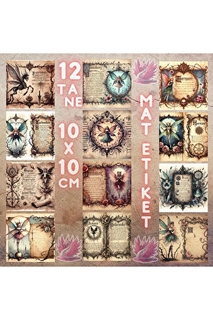Korkunç Periler Vintage 12 Adet Scrapbook Bullet Journal Mat Planlayıcı Sticker Etiket Seti
