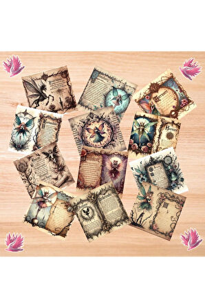 Korkunç Periler Vintage 12 Adet Scrapbook Bullet Journal Mat Planlayıcı Sticker Etiket Seti