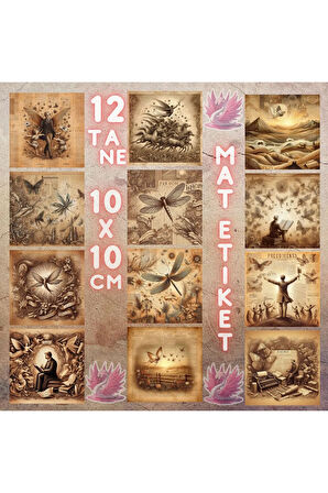 Özgürlük ve Mutluluk Temalı Vintage 12 Adet Scrapbook Bullet Journal Mat Planlayıcı Sticker Etiket