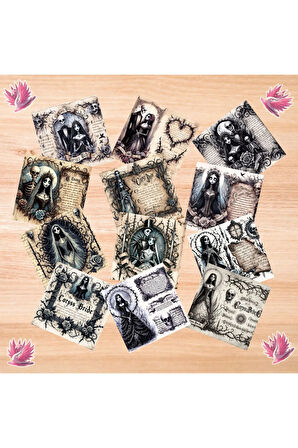 Ölü Gelinler Vintage 12 Adet Scrapbook Bullet Journal Mat Planlayıcı Sticker Etiket Seti