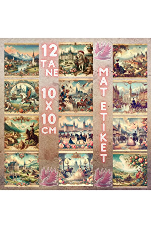 Orta Çağ Avrupa Tabloları Vintage 12 Adet Scrapbook Bullet Journal Mat Planlayıcı Sticker Etiket Set