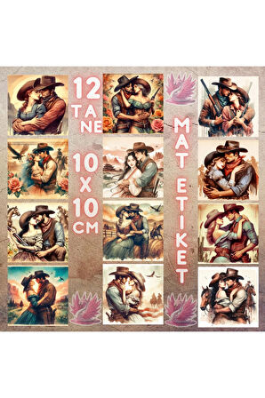 Romantik Kovboylar Vintage 12 Adet Scrapbook Bullet Journal Mat Planlayıcı Sticker Etiket Seti