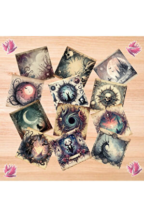 Ruhlar Diyarı Vintage 12 Adet Scrapbook Bullet Journal Mat Planlayıcı Sticker Etiket Seti