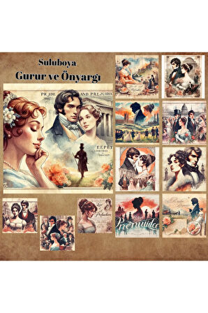 Gurur ve Önyargı Vintage 12 Adet Scrapbook Bullet Journal Mat Planlayıcı Sticker Etiket Seti
