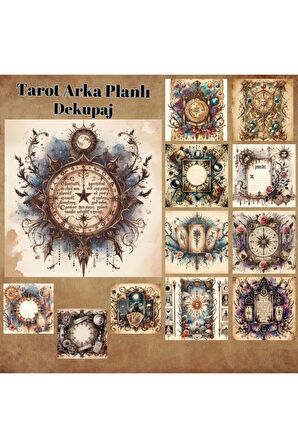 Tarot Tarzı Dekupaj Vintage 12 Adet Scrapbook Bullet Journal Mat Planlayıcı Sticker Etiket Seti