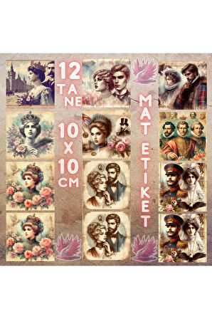 Kraliyet Portreleri Vintage 12 Adet Scrapbook Bullet Journal Mat Planlayıcı Sticker Etiket Seti