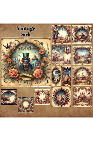 Sirkler Vintage 12 Adet Scrapbook Bullet Journal Mat Planlayıcı Sticker Etiket Seti