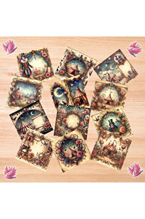 Sirkler Vintage 12 Adet Scrapbook Bullet Journal Mat Planlayıcı Sticker Etiket Seti