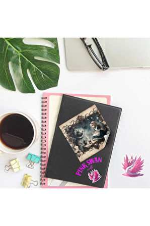 Karanlık Alice (Dark Alice)  12 Adet Scrapbook Bullet Journal Mat Planlayıcı Sticker Etiket Seti