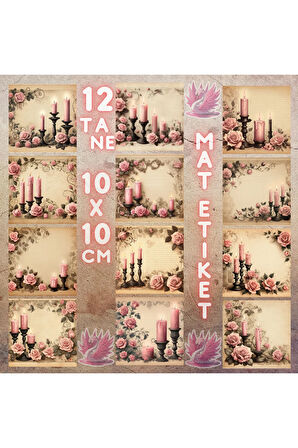 Pembe Temalı Gothic Vintage 12 Adet Scrapbook Bullet Journal Mat Planlayıcı Sticker Etiket Seti
