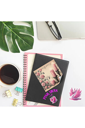 Pembe Temalı Gothic Vintage 12 Adet Scrapbook Bullet Journal Mat Planlayıcı Sticker Etiket Seti