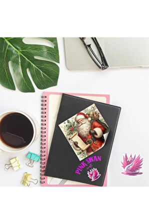 Yılbaşı Noel Baba ve Listesi Vintage 12 Adet Scrapbook Bullet Journal Mat Planlayıcı Sticker Etiket
