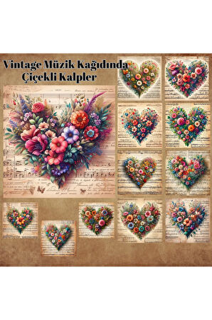Notalar Üzerinde Çiçek Kalpler Vintage 12 Adet Scrapbook Bullet Journal Mat Planlama Sticker Etiket