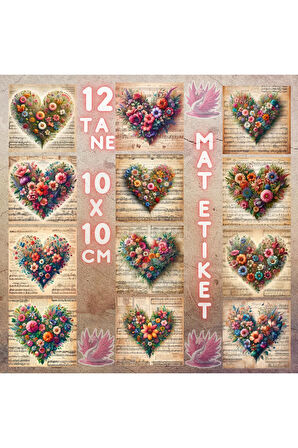Notalar Üzerinde Çiçek Kalpler Vintage 12 Adet Scrapbook Bullet Journal Mat Planlama Sticker Etiket