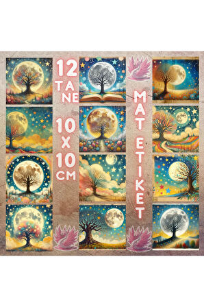 Dreamland Hayat Ağacı Vintage 12 Adet Scrapbook Bullet Journal Mat Planlayıcı Sticker Etiket Seti
