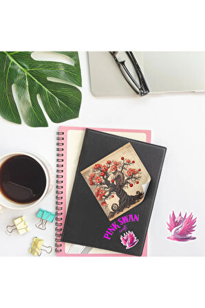 Elma Ağacı ve Baykuşlar Vintage 12 Adet Scrapbook Bullet Journal Mat Planlayıcı Sticker Etiket Seti
