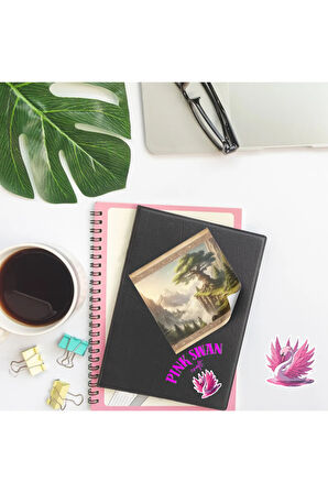 Yamaçta Ağaç ve Manzara Vintage 12 Adet Scrapbook Bullet Journal Mat Planlayıcı Sticker Etiket Seti