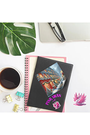 Yılbaşı Gecesi Dükkanlar Vintage 12 Adet Scrapbook Bullet Journal Mat Planlayıcı Sticker Etiket Seti