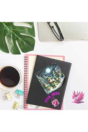 Yılbaşı Orman Elfleri Vintage 12 Adet Scrapbook Bullet Journal Mat Planlayıcı Sticker Etiket Seti
