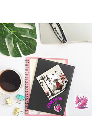 Sokak Lambası Altında Oturan Kız 12 Adet Scrapbook Bullet Journal Mat Planlayıcı Sticker Etiket Seti