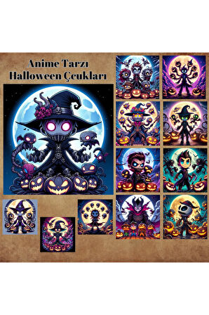 Anime Tarzı Halloween Çocukları 12 Adet Scrapbook Bullet Journal Mat Planlayıcı Sticker Etiket Seti