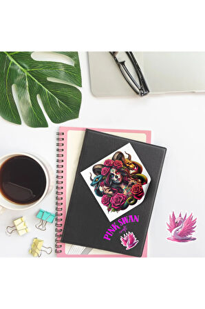 Şeytani Kızlar Yılanlar ve Güller 12 Adet Scrapbook Bullet Journal Mat Planlayıcı Sticker Etiket