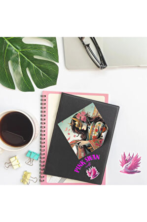 Samuray Maskeli Kimonolu Kızlar 12 Adet Scrapbook Bullet Journal Mat Planlayıcı Sticker Etiket Seti